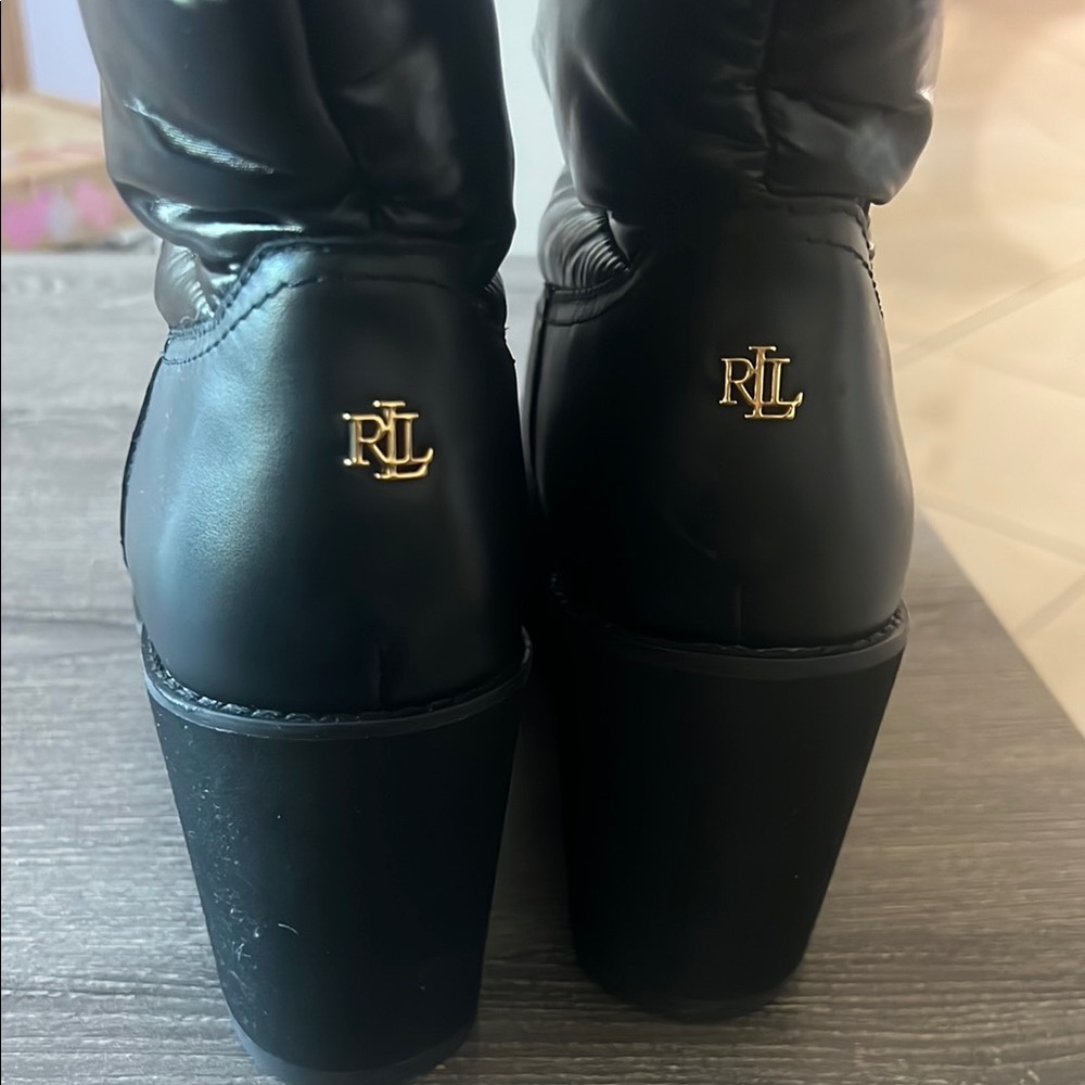 Ralph Lauren Black Wedge Winter Boots